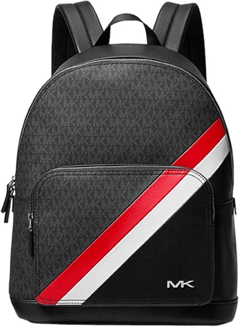 Michael Kors Cooper Logo Stripe Large Backpack (White Black)